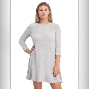 Fortune + Ivy Regina Hacci Knit Sweater Dress- Gray A-Line Mini Flowy- Sz S